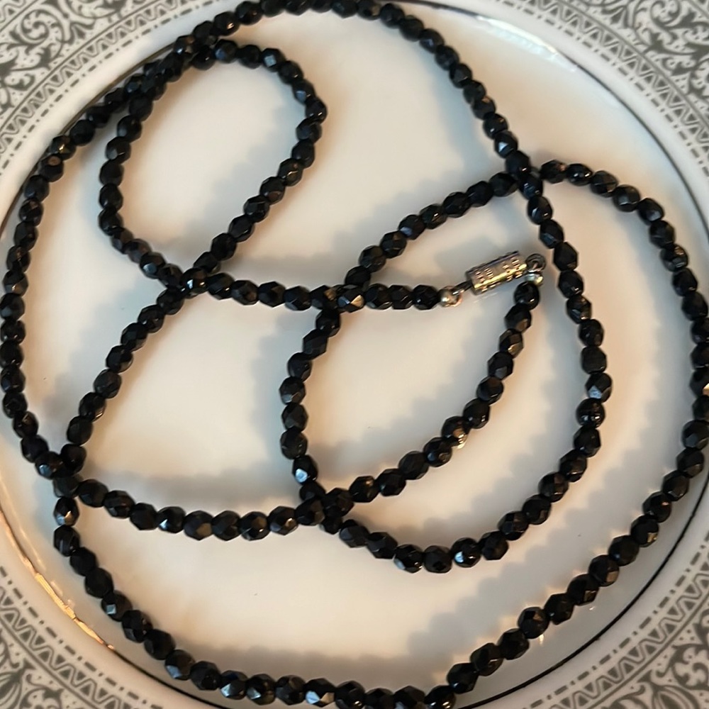 Vintage Black Beaded Necklace